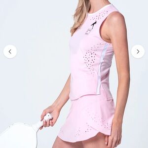 Lucky in Love Pink Win It Laser-Cut Tank Top XS NEW $59